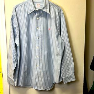 Brooks Brothers Blue Striped Button Down Shirt Size Large
